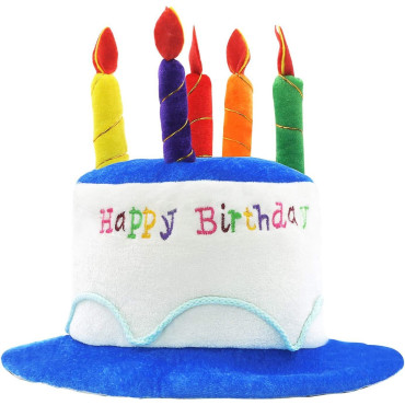 Palarie Happy Birthday, Cyrax, Accesoriu pentru Petrecere, Model Tort, Tematica Aniversare, 60x60x55 cm, Albastru