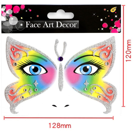 Sticker Temporar pentru Fata, Cyrax, pentru Machiaj, Face Art, Halloween, Teatru, Model Fluture, Multicolor