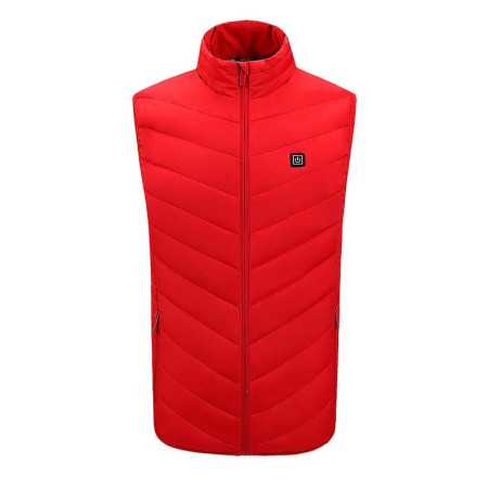 Vesta cu Incalzire,  Unisex, 2 Zone de Incalzire, Umplutura Bumbac, 3 Trepte de Temperatura, Incarcare USB, Rosu, 45 - 50 kg, Marime M