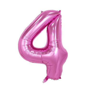 Balon din Folie Cyrax, Cifra 4, 81 cm, Pentru Aer sau Heliu, Bulk, Mov
