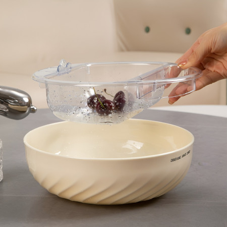 Bol cu un Singur Strat, Cyrax, pentru Fructe, Legume, Snacks, 22.4x9 cm, Crem