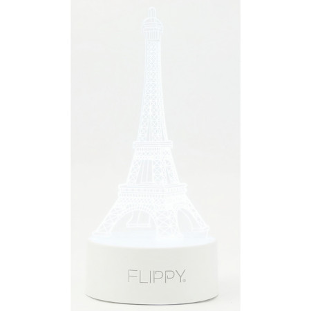 Lampa LED decorativa,  3D, Turnul Eiffel, din material acril si lumina multicolora, alb