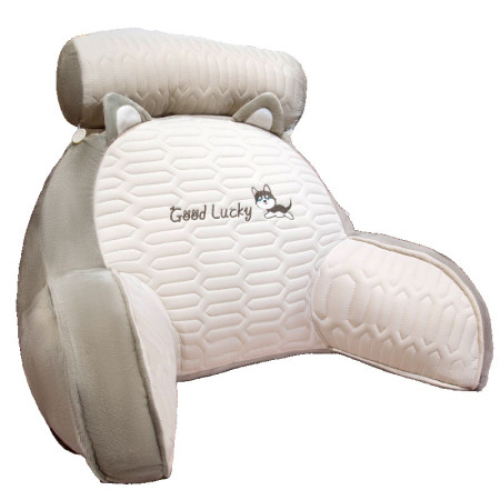 Perna Multifunctionala,  Spatar pentru Pat, Protectie Lombara, Marime Medie, 60 x 40 cm, din Latex, Model Catelus, Gri