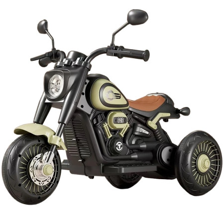 Tricicleta Electrica pentru Copii, Cyrax, Tricicleta DUAL-DRIVE 380*2 Baterie 6V 4.5, Bluetooth, Sistem Anti-Rasturnare, Sistem de Lumini si Sunet, 5+ Ani, 80 x 60 x 42 cm, Verde Negru