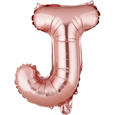 Balon Folie Metalizata Litera J, Cyrax, 40 cm, Umflati cu Heliu sau Aer, Ambalaj Individual, Pai inclus, Rose Gold