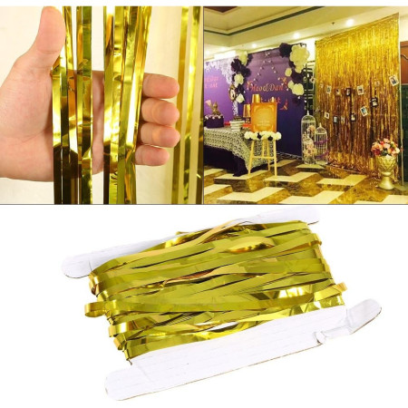 Perdea Franjurata, Cyrax, Model Decor Petrecere, pentru Fundal de Poze, Amenajare Colorata a Petrecerii, Dimensiune 100x200 cm, Gold