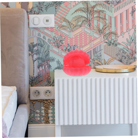 Lampa de Veghe,  Model Scoica cu Perla, Lumina Calda, 10 x 8.5 cm, Led, Baterii Incluse 3 x LR44, Roz