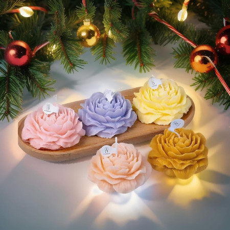 Lumanare Parfumata,  Model Trandafir, Ardere 10h, 70 g, 7.5 x 3.5 cm, Parfum de Lavanda, Lila