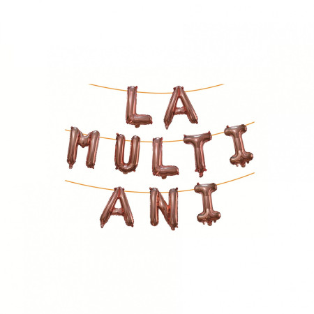 Set 10 Baloane din Folie Metalizata, Cyrax, Figurine Litere, Model La multi ani, Tema Aniversare, 40 cm, Ambalaj Individual, Pai Inclus,  Umflare cu Aer sau Heliu, Bej