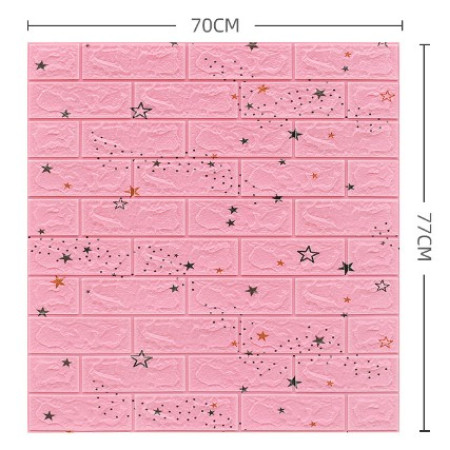 Set 10 Placi Tapet 3D,  70 x 77 cm, Grosime 3 mm, din Polietilena, Tip Caramida, Model Stele, Suprafata acoperita 5.3 mp, Roz
