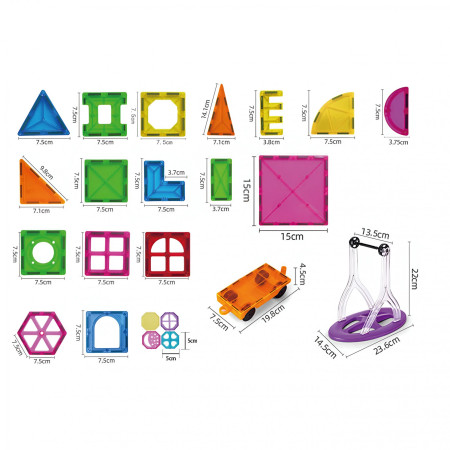100-piece magnetic building block set, Cyrax, magnetic bricks, large, geometric shapes, 3 years old, ABS, magnets, 27.5*21.5*17 cm, multi-color