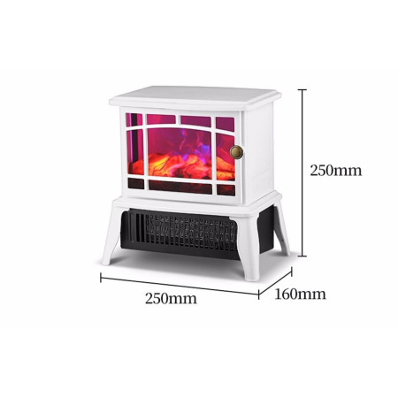 Semineu electric  1500W, cu efect de flacara, 25 x 16 x 25 cm, Alb