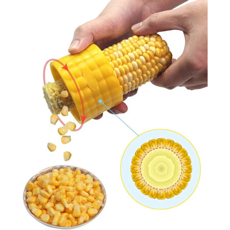 Ustensila pentru Curatare Porumb, Cyrax, Diametru 3.6 cm, din Plastic si Otel Inoxidabil, Galben