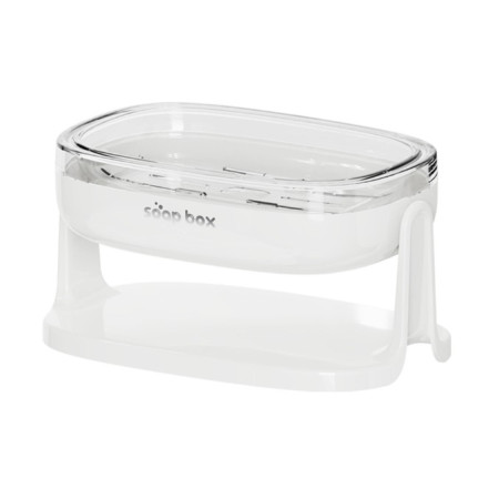 Savoniera cu Suport 2 in 1,  Pentru Perete sau Blat, PET, Scurgere Optima, Alb