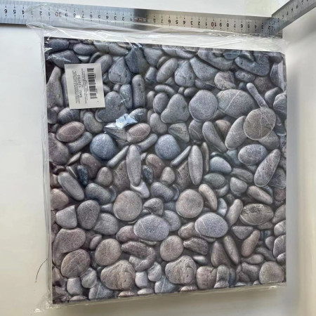 Set 10 x Placi Tapet Autocolant 3D cu Imitatie de Pietre Mici, pentru Perete Bucatarie Sufragerie, Usor de Curatat, Rezistent la Apa, Autoadeziv, 30x30 cm, Gri