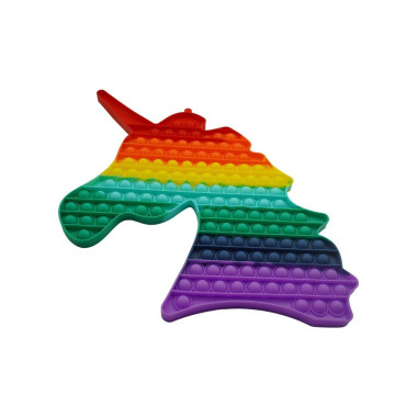 Cyrax Jucarie antistres din silicon Pop it now, forma Unicorn, multicolor, urias