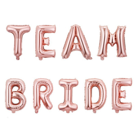 Set Baloane din Folie Metalizata, Cyrax, Model Team Bride, Litere de 40 cm, Tema Iubire, Baloane Party, Ambalaj Individual, Pai Inclus, Umflare cu Aer sau Heliu, Roz