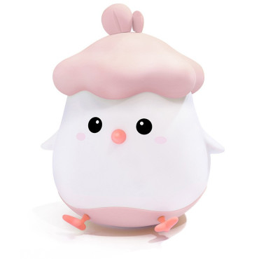 Lampa de Veghe pentru Copii,  din Silicon, Senzor Tactil, Model Pui, Lumina Calda, Protectie pentru Ochi, Incarcare USB, Capacitate Baterie Incorporata 800mAh, 11 x 10 x 12.4 cm, Roz