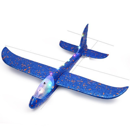 Pistol cu Lansator de Avion, Cyrax, din Polistiren+Plastic, +3 Ani, Avion 38 cm, Lansare 10 m, cu Lumini si Roti, Rosu/Albastru