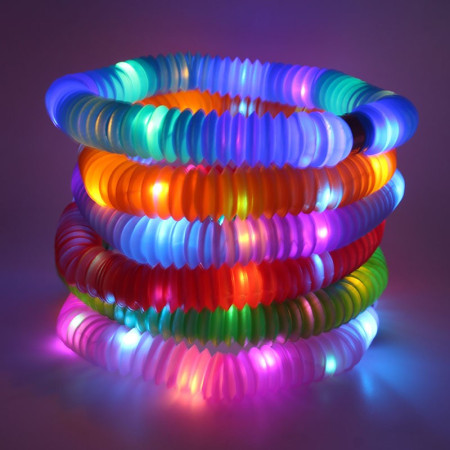 Set 6 Tuburi Antistres, Cyrax, cu Lumina LED, Fidget Pop Tube, multicolor