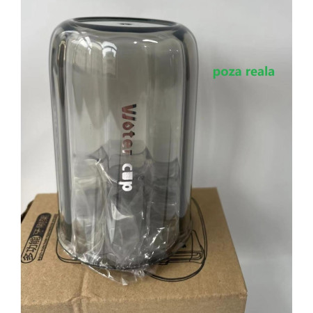 Suport Multifunctional 2 in 1, Pahar si Suport pentru Periuta de Dinti,  Plastic, Dimensiune: 10.4 x 7.3 x 7.3 cm, Gri