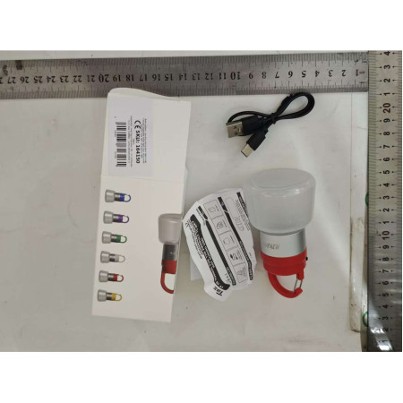 Lampa Portabila,  de Voiaj/Camping, Incarcare USB, IPX5, LED RGB, din ABS, 300 mAh, 10 x 5.5 x 5.5 cm, Rosu