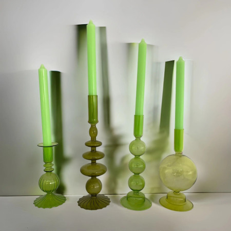 Set 4 Lumanari,  pentru Suport de Masa, Fara Miros si Fum, din Parafina, 2.2 x 25 cm, Verde