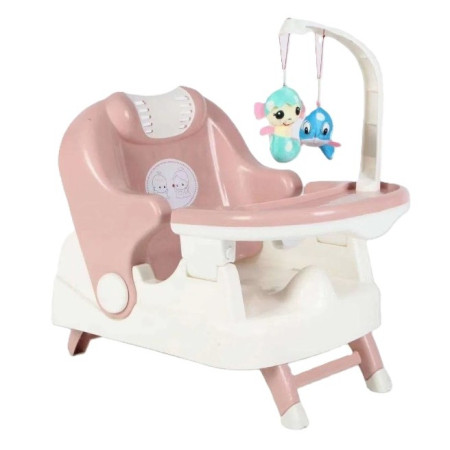 Scaun pentru Copii 2 in 1, Cyrax, pentru Servit Masa si pentru Baie, Multifunctional, Pliabil, Portabil, din Plastic, Spatar Reglabil, 58 x 39 cm, Roz