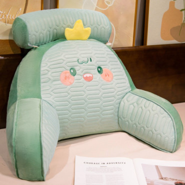 Perna Multifunctionala,  Spatar pentru Pat, Protectie Lombara, Marime Medie, 60 x 40 cm, din Latex, Model Dinozaur, Verde