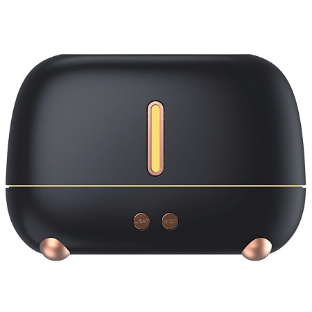 Umidificator de tip flacara,  cu aromaterapie, 7 culori, 250 ml, negru