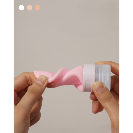 Recipient Portabil din Silicon Elegant de Voiaj, Sticla de Calatorie,  Potrivita pentru Lotiune, Sampon si Alte Lichide, Anti-scurgere, cu Posibilitate de Reumplere, Capacitate 90mL, 14cm, Roz