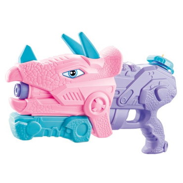 Pistol cu Apa pentru Copii, Rezervor, Pentru Piscina/Plaja, Cyrax, 6ani+, Triceratops, 3 duze, Roz, 640ML