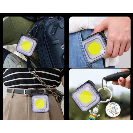 Lanterna Tip Breloc,  5 Moduri de Luminat, Incarcare USB Tip C, 5W, Impermeabila IPX5, 500 lm, COB, Mov