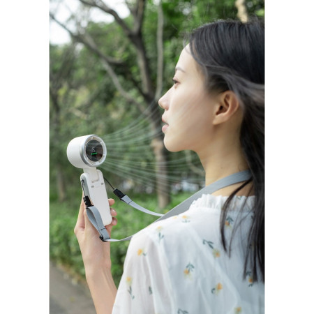 Mini Ventilator Portabil,  5 Trepte de Viteza, Afisaj Digital, Incarcare USB, 5V, 2A, 5.95 x 5.2 x 17.2 cm, Alb