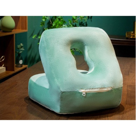 Set 2in1 Patura Microfibra si Perna din Spuma,  pentru Birou, Calatorii, Pauze, Model Dinozaur, Microfibra, 1x1.7 m, 30x35x30 cm, Verde