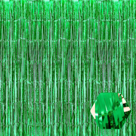 Perdea Franjurata, Cyrax, Model Decor Petrecere, pentru Fundal de Poze, Amenajare Colorata a Petrecerii, Dimensiune 100x200 cm, Verde