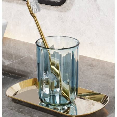 Cana de Apa pentru Clatit,  pentru Periuta de Dinti, 200 ml, 10.4 x 7.3 cm, Albastru Transparent