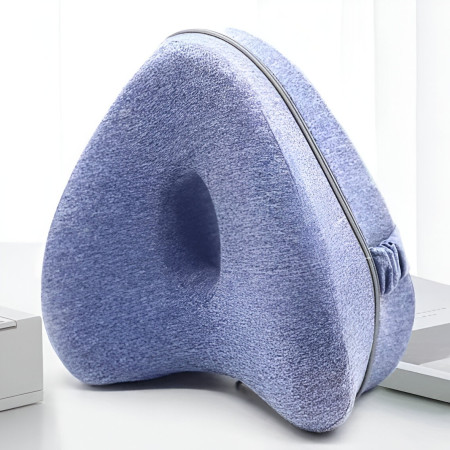 Perna Ortopedica pentru Picioare, Cyrax, Multifunctionala, Confortabilă, in Forma de Inima, Spuma cu Memorie, Curea Anti-cadere, 25x23x13 cm, Albastru