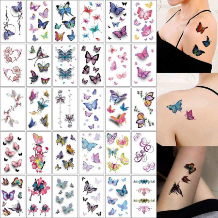 Set 30 Tatuaje Temporare, Cyrax, pe Baza de Apa, Model 2, Multicolor