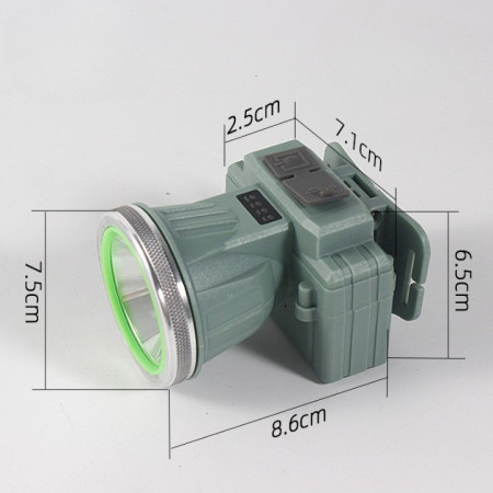 Lanterna LED de Montat pe Cap,  cu Raza Lunga de Zoom, Reincarcabila USB, Far Telescopic, Rezistent la Apa, Reglabil, pentru Pescuit in Aer Liber, Camping, Lumina Puternica, Lanterna, 8.6x7.5x6.5cm, Verde Deschis