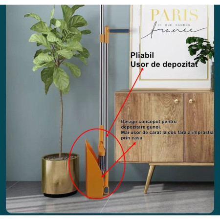 Set Matura si Faras cu Coada Detasabila,  cu Dinti de Pieptene pentru Curatare Matura, rotativ, pliabil, Otel inoxidabil si Polipropilena, portocaliu