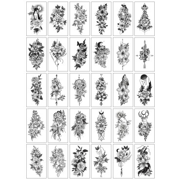 Set 30 Tatuaje Temporare, Cyrax, pe Baza de Apa, Model 4, Negru