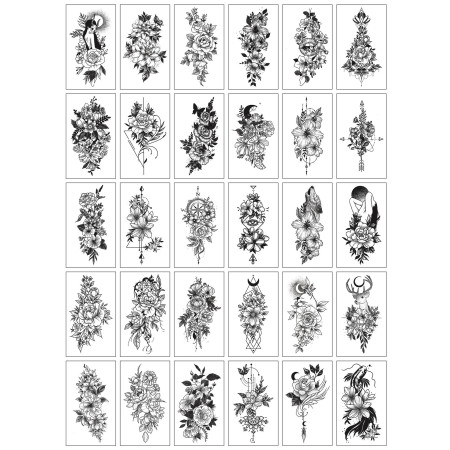 Set 30 Tatuaje Temporare, Cyrax, pe Baza de Apa, Model 4, Negru