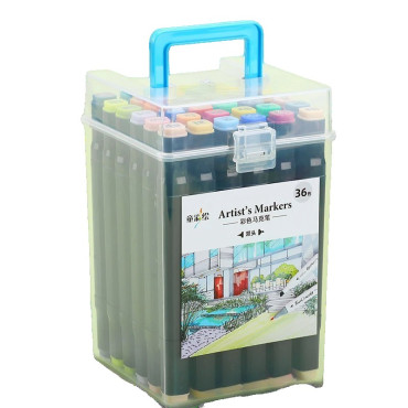 Set Cutie 36 Markere, Cyrax, cu Alcool, Artist Markers, Cutie Plastic cu Maner, Cyrax, Multicolor