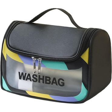 Geanta Cosmetice de Voiaj Cyrax, Impermeabila, Translucida Mata, 22 x 16 x 14 cm, Negru