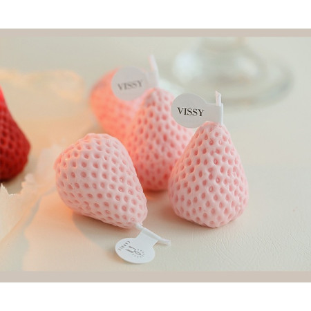 Set 4 Lumanari Parfumate,  Model Capsunici, Ardere 30 min, 52g, 6.3 x 6.3 x 3.8 cm, Roz