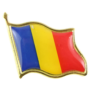 Insigna Steag Tricolor Romania,  Model Brosa cu Ac de Siguranta, 20x20 mm