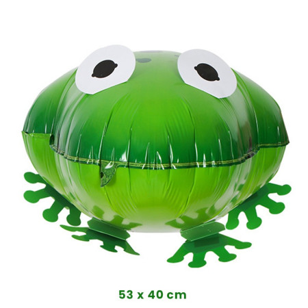 Balon din Folie Metalizata, Cyrax, Figurina Animata, Model Broasca, 53x40 cm, Ambalaj Individual, Pai Inclus, Umflare cu Aer sau Heliu, Verde