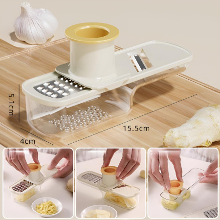 Razatoare Manuala, Cyrax, cu Recipient de Stocare, pentru Legume, din Plastic si Otel Inoxidabil, Multifunctionala, Alb