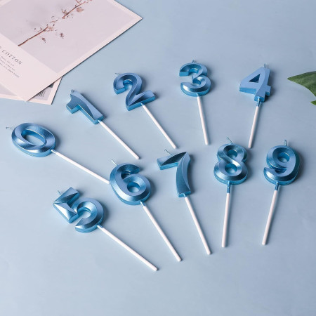 Lumanare Cifra 2, Cyrax, Model Diamond, 5 x 3.4 cm, Albastru